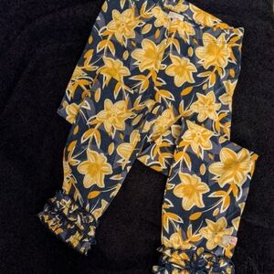 Ruffle Butts Blue and Yellow Floral Leggings